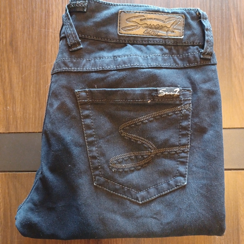 Seven7 Black Boot Cut Jeans with Signature Stitch